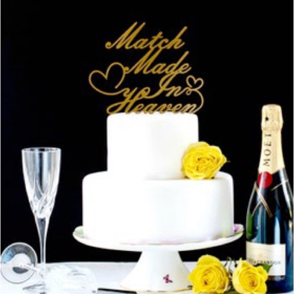 Match Made In Heaven Cake Topper Gold